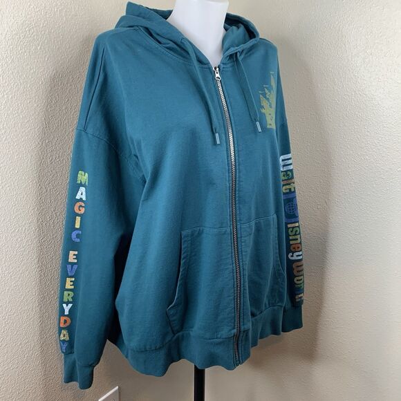 Disney World Most Magical Place On Earth Sz 2X Full Zip Hoodie Sweatshirt Blue - Picture 1 of 8
